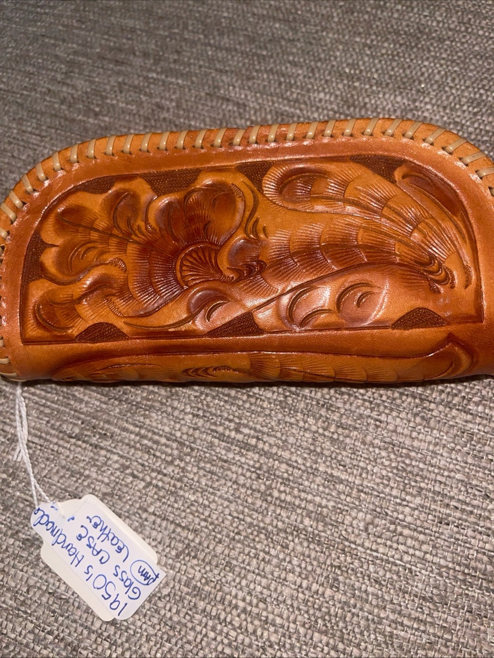 Vintage 1950’s  Tooled Leather Glasses Case. Farmhouse Cowboy Rustic Unique